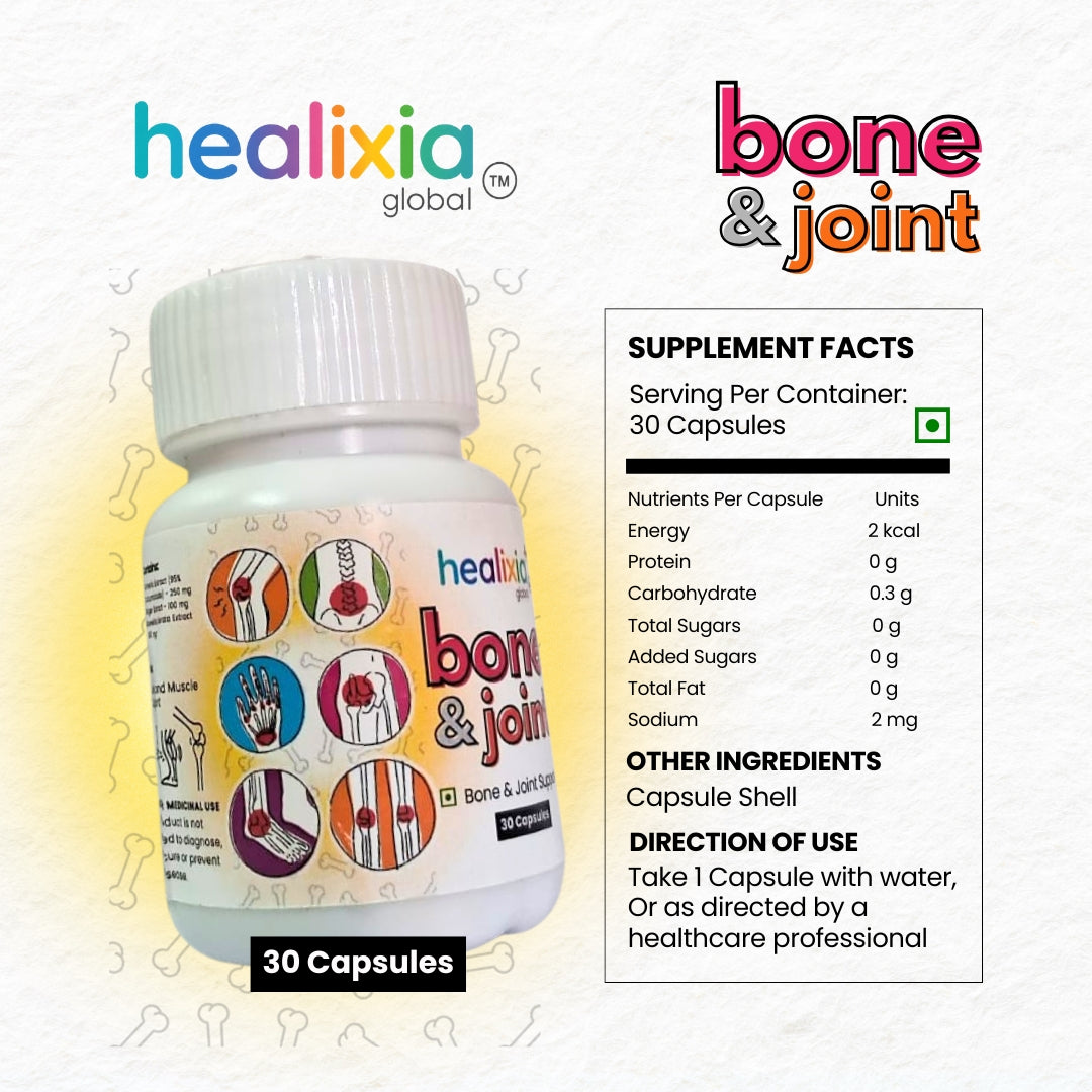 Healixia Global Bone & Joint | Herbal Bone & Joint Support Capsules - Pack of 2